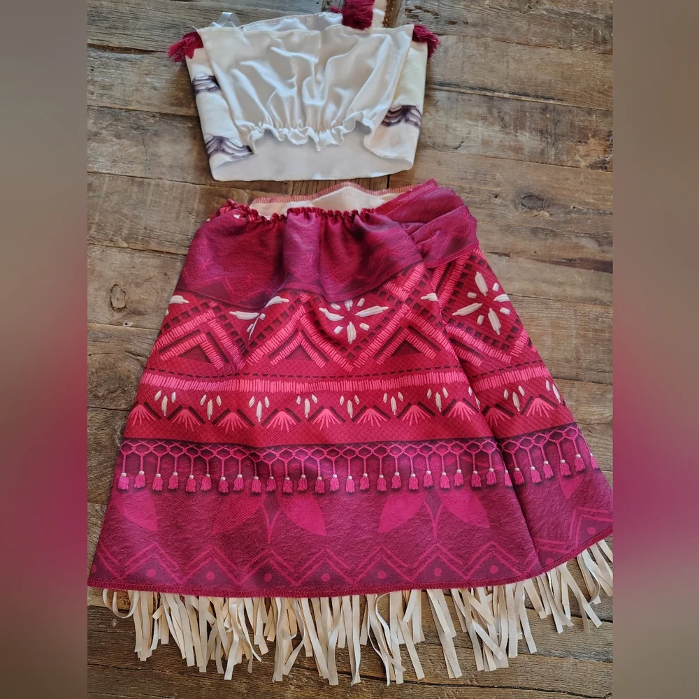 Disney Moana 2 Costume Girls Size 4-6 Two Piece‎ Outfit Skirt & Top - Picture 6 of 7